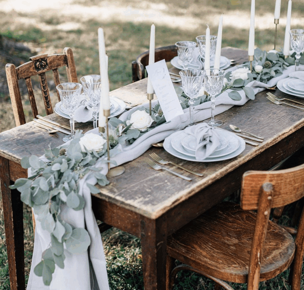 Mobilier, mariage éco-responsable, location, chiner, récup, décoration