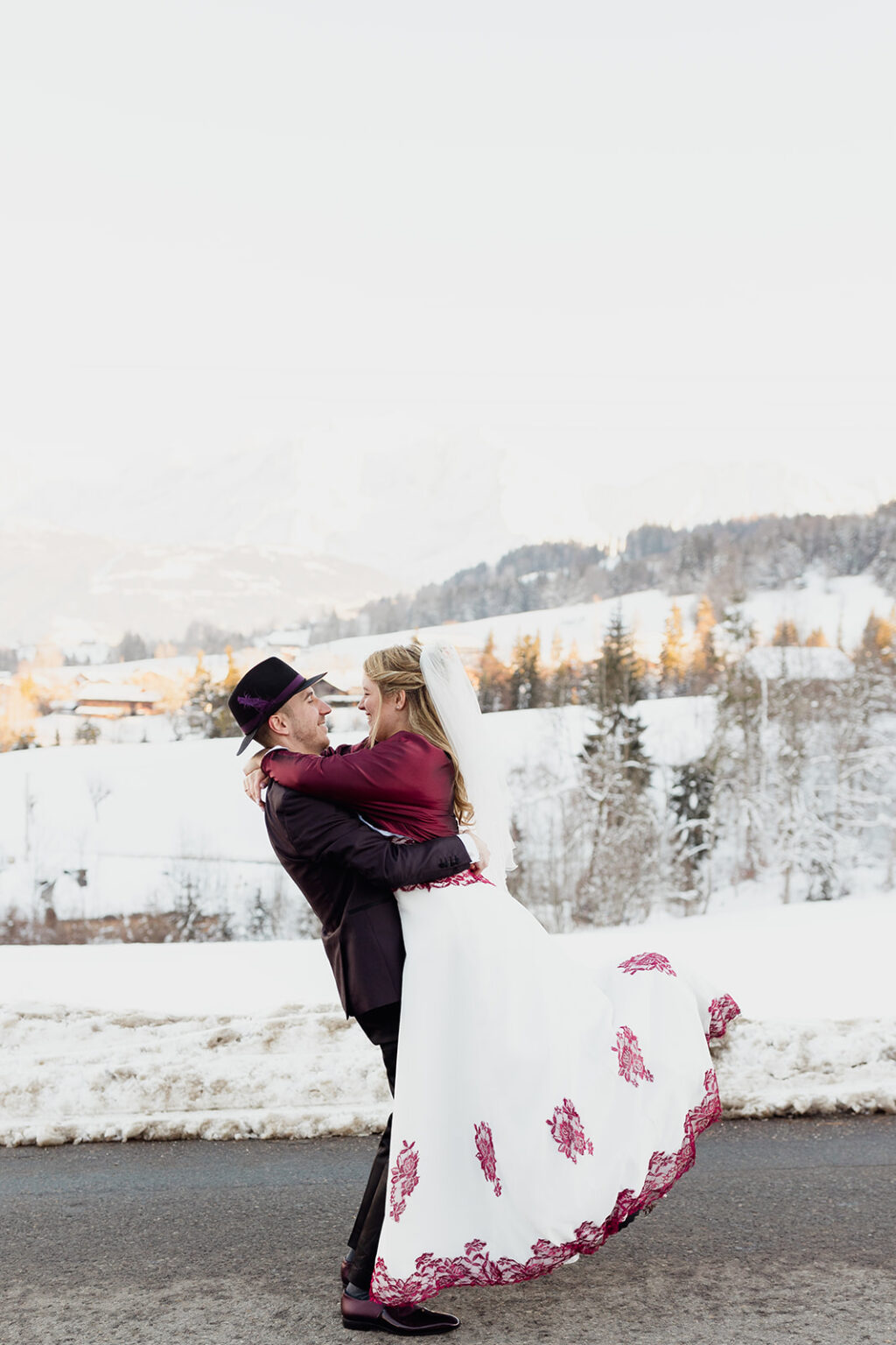 mariage montagne, mariage vue mont blanc, couple, photo de couple, mariage hivernal