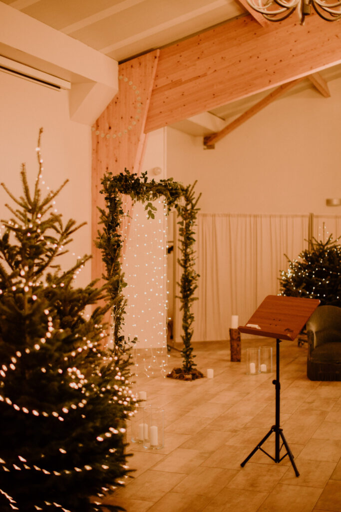 Décoration de mariage hivernal