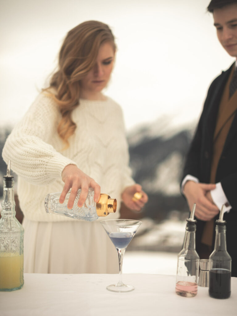 Mariage, barman, mixologue, mariage montagne, montagne, neige