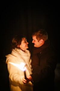 flambeau, couple, mariage, méribel, montagne, flamme, mariage à la montagne, mariage d'hiver, winter wedding