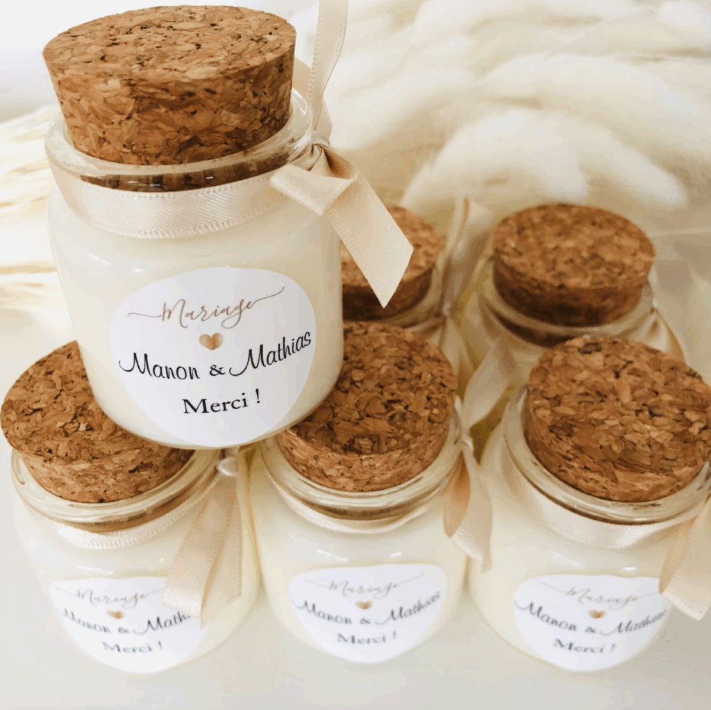 bougies, bougies personnalisees, cadeau invites, cadeau de mariage, cadeau
