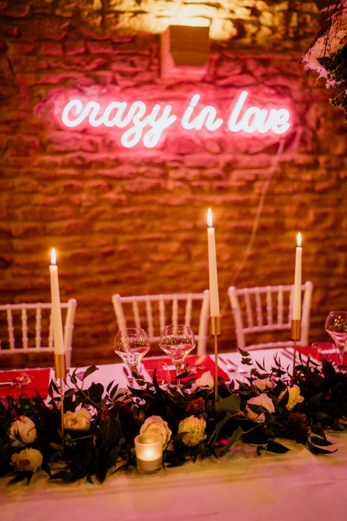 mariage, décoration, néons