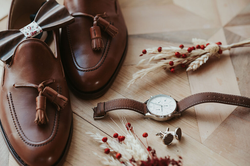 chaussures, homme, marié, groom, chaussures de ville, cuir, marron, Montre,