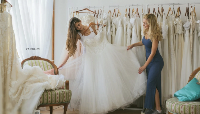 Robe de mariées, robe, magasin, blanc, chaise, bleu, femmes, cintres