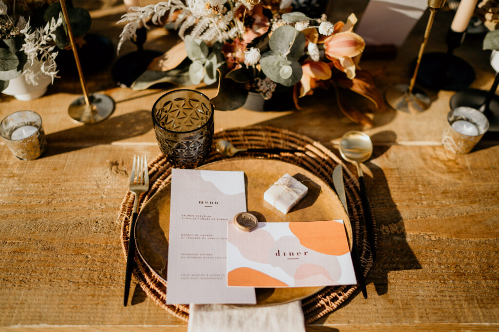 mariage en automne, décoration, papeterie