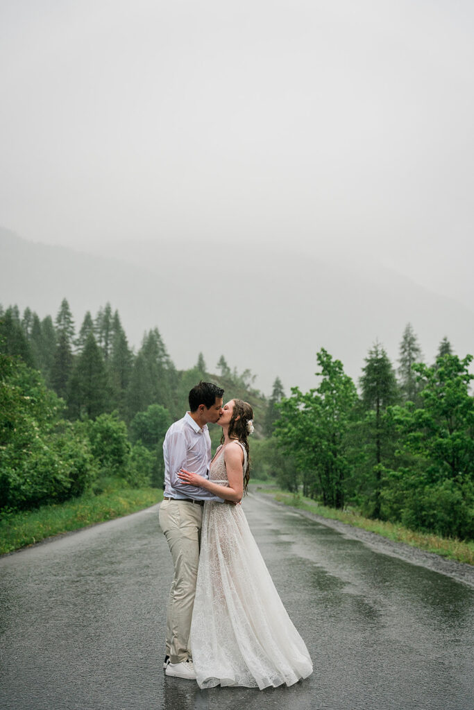 wedding in the rain