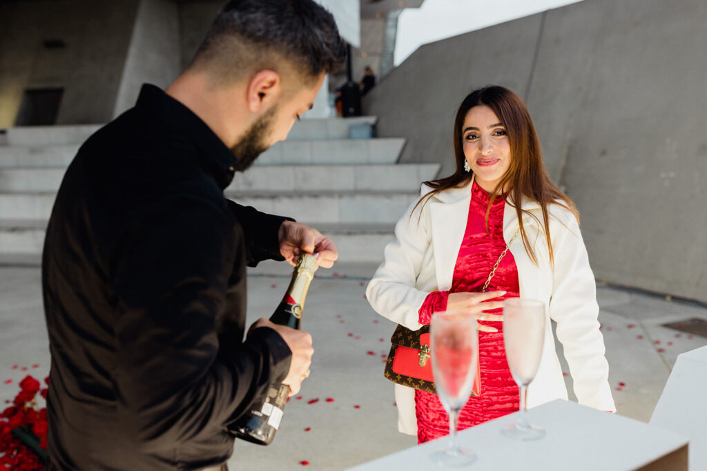 champagne, fêter la demande en mariage, mum