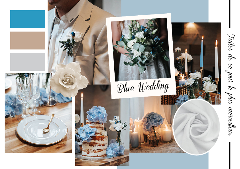 Moodboard mariage Bleu