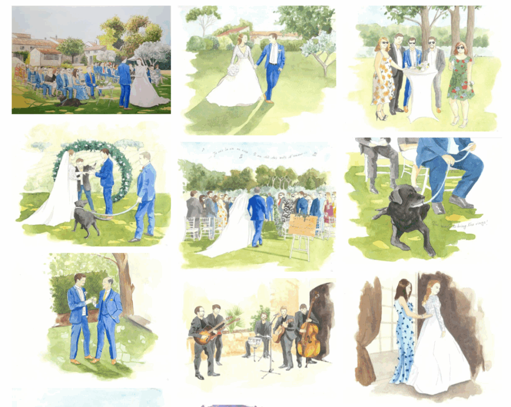 Bookstory en peinture d'une journée de mariage, peinture de mariage gironde, peinture de mariage, organisation e mariage bordeaux, organisation de mariage gironde, wedding planner bordeaux, wedding planner gironde, wedding planner aquitaine 