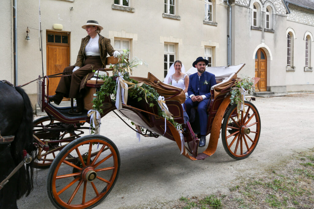 calèche, cheval, transport mariage, transport mariés