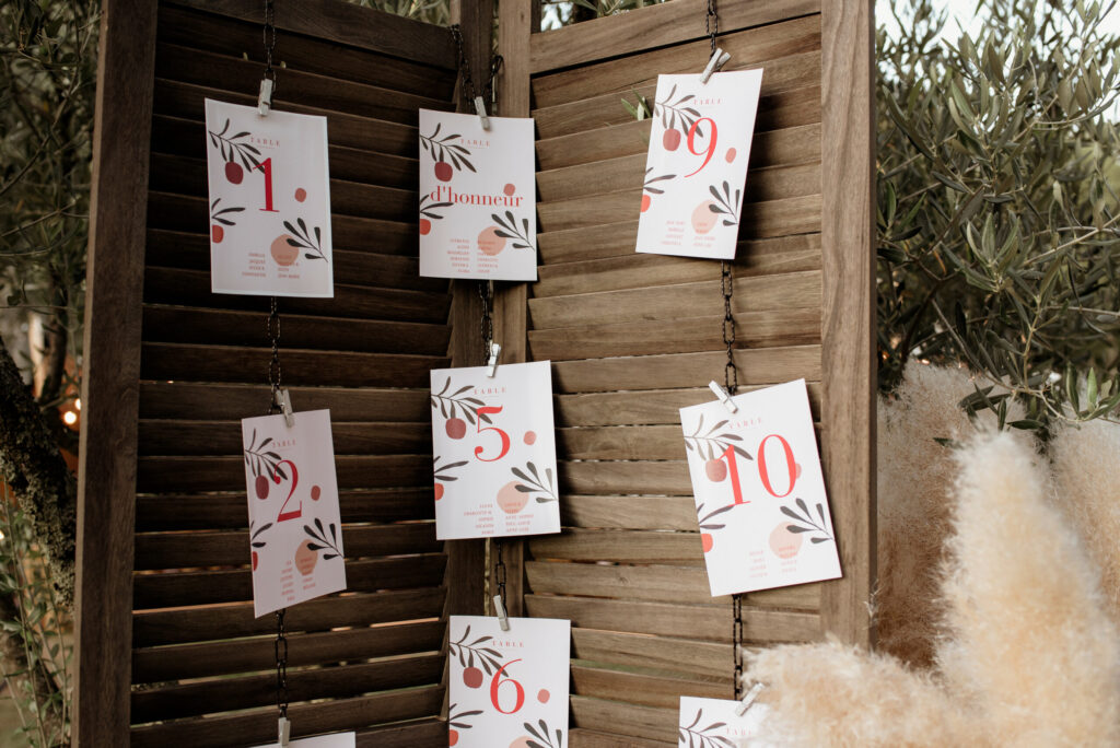 plan de table, carterie, terracota, paravent