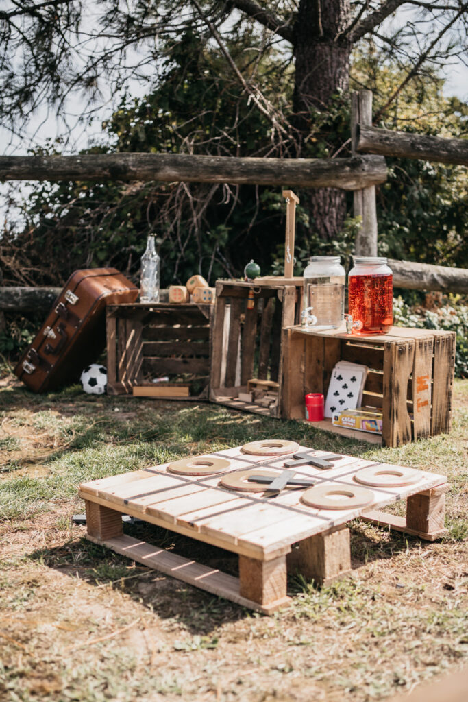 jeux en bois, espace enfants, mariage champêtre