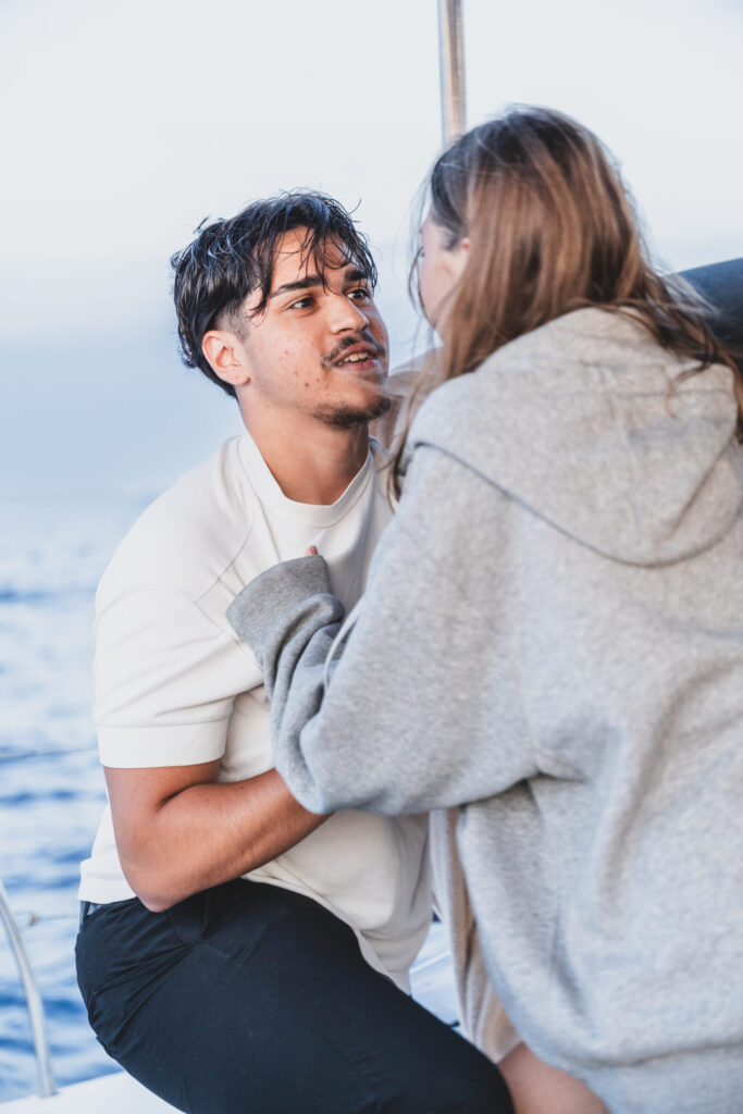 Demande en mariage en bateau