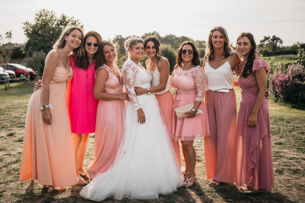 team bride, demoiselles d'honneur, témoins, couleurs pastels