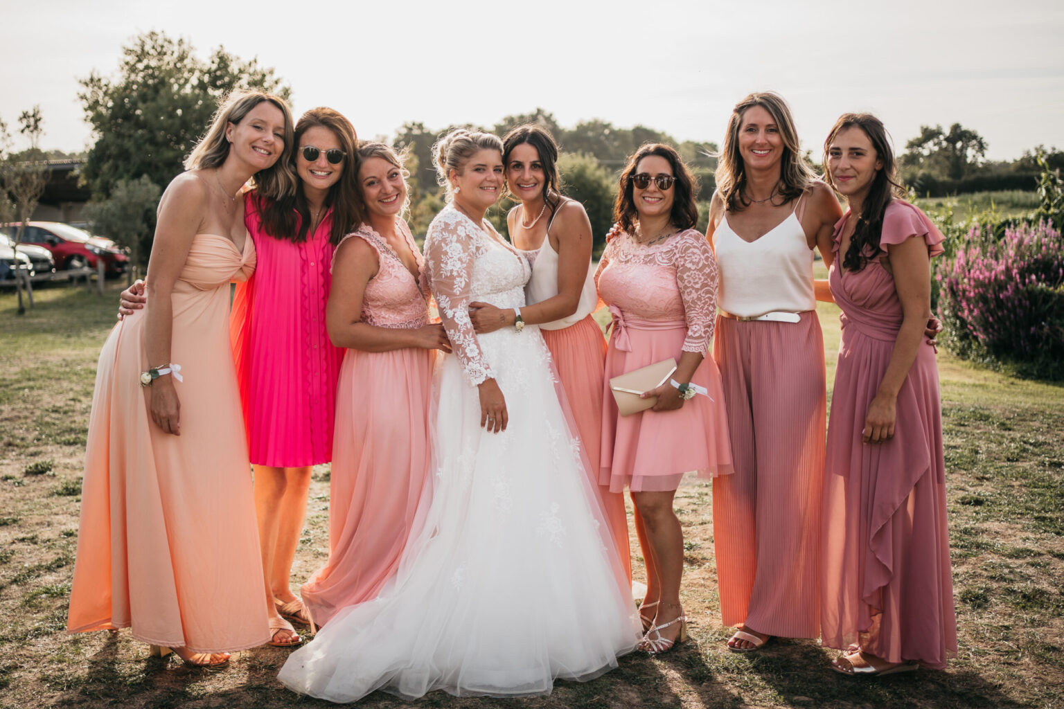 team bride, demoiselles d'honneur, témoins, couleurs pastels
