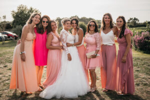 team bride, demoiselles d'honneur, témoins, couleurs pastels