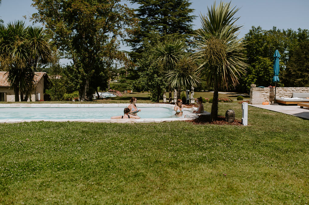 piscine, brunch, welcome diner, repos, mariage, invité, réception, nature