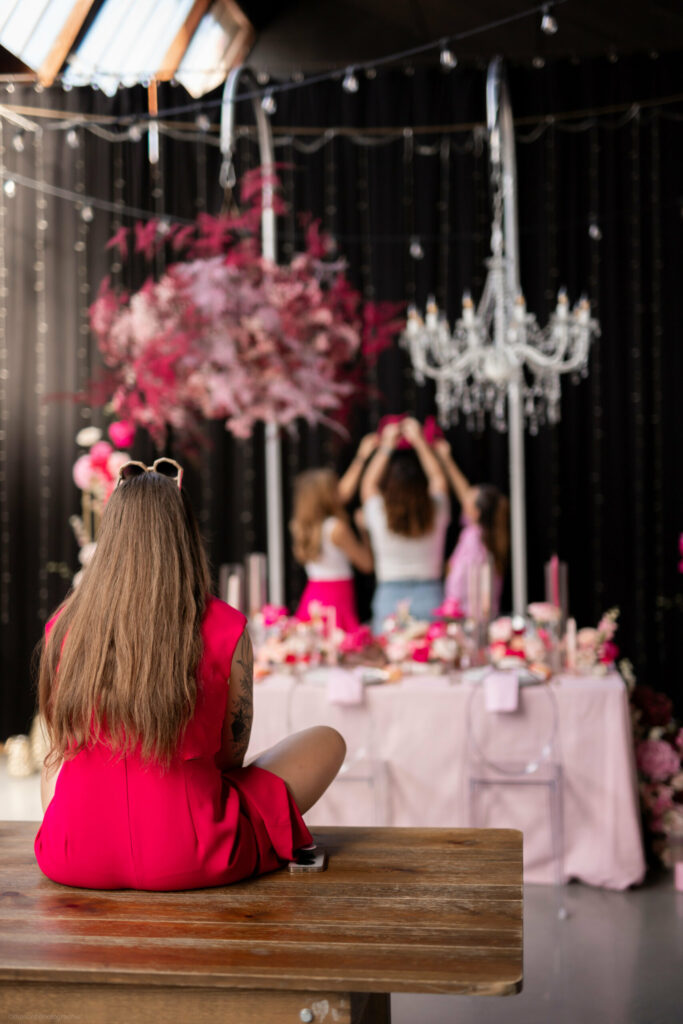 mariage, shooting d'inspiration, octobre rose, décoration, backstages