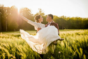 séance couple, champ de blé, campagne, nature