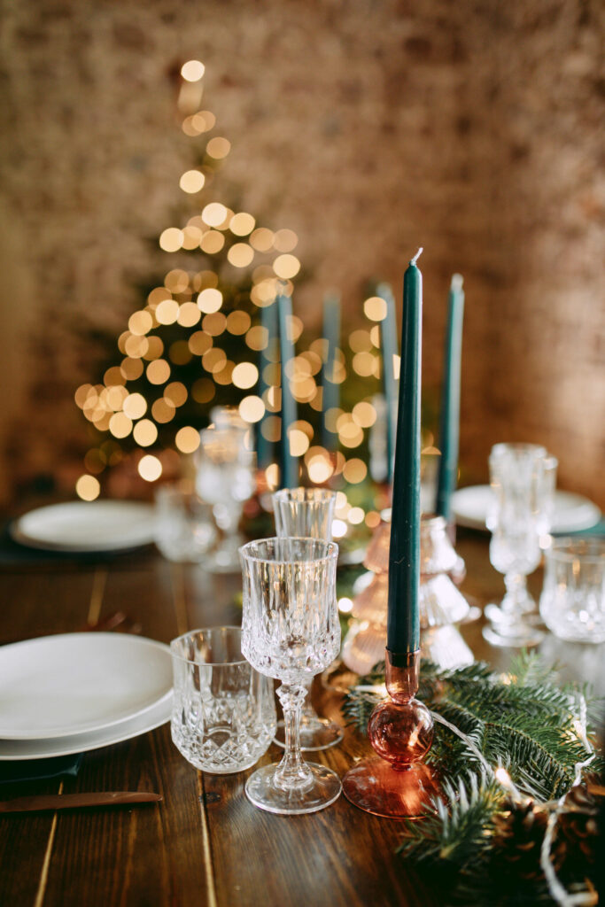 Noel, décoration, table, composition