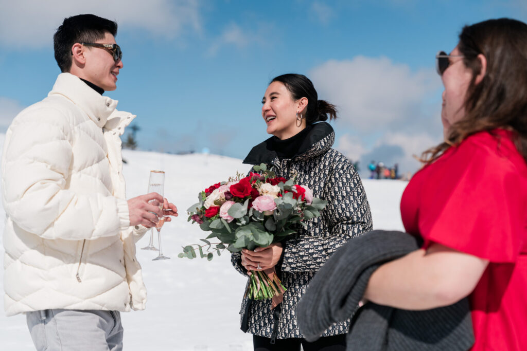 Proposal planner snow mountain proposal demande en mariage dior chanel bague