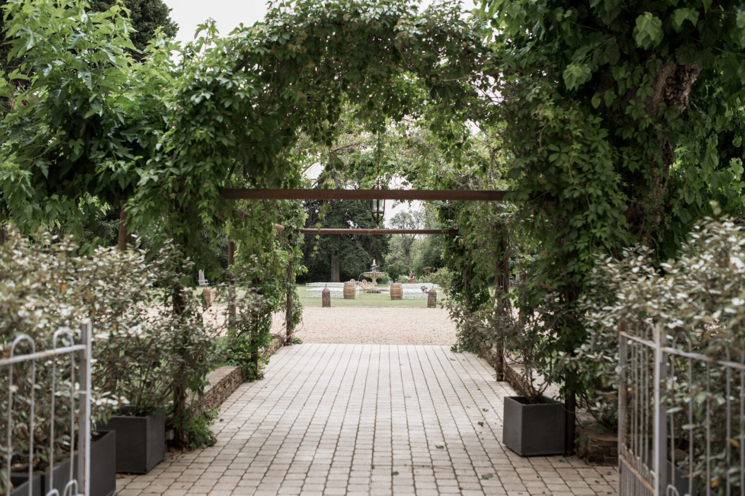 parc, domaine, mariage, cérémonie, fontaine, nature