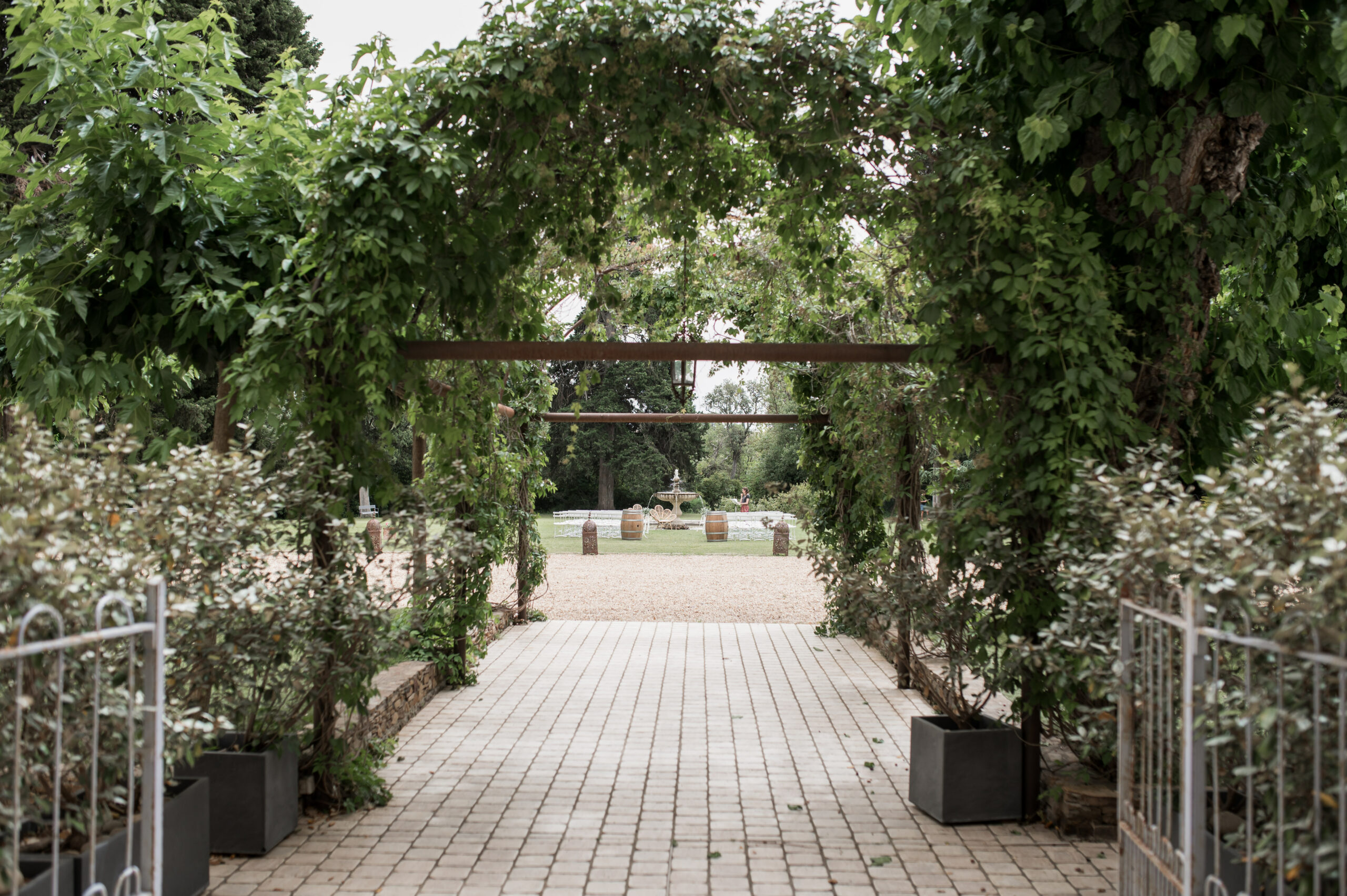 parc, domaine, mariage, cérémonie, fontaine, nature