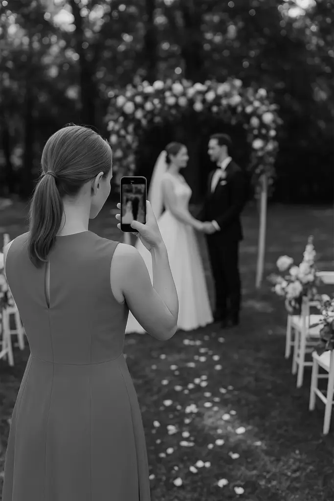 creatrice de contenu mariage prend un couple en photo