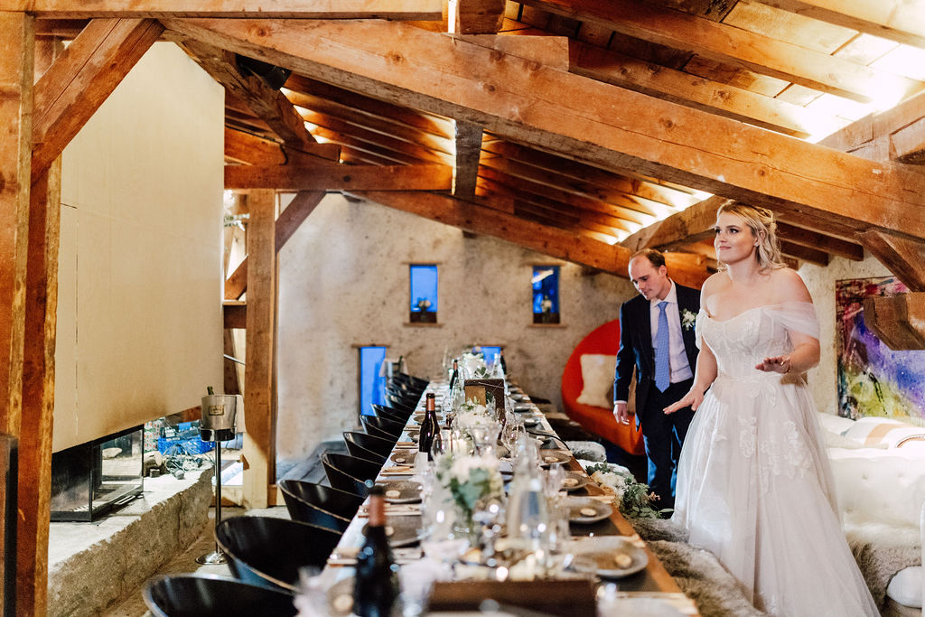 reception de mariage chalet snow vibes